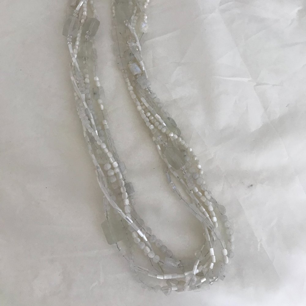 Sea glass beads with silver clasp